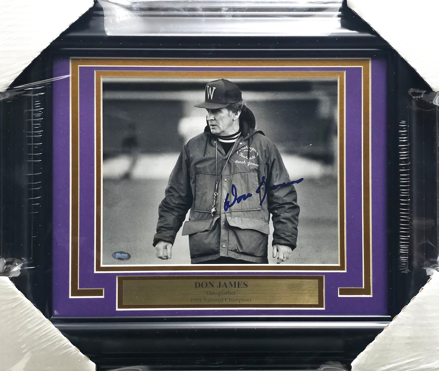 Don James Autographed Framed 8x10 Photo Washington Huskies MCS Holo #88810