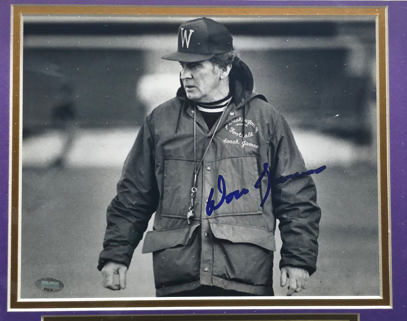 Don James Autographed Framed 8x10 Photo Washington Huskies MCS Holo #88810