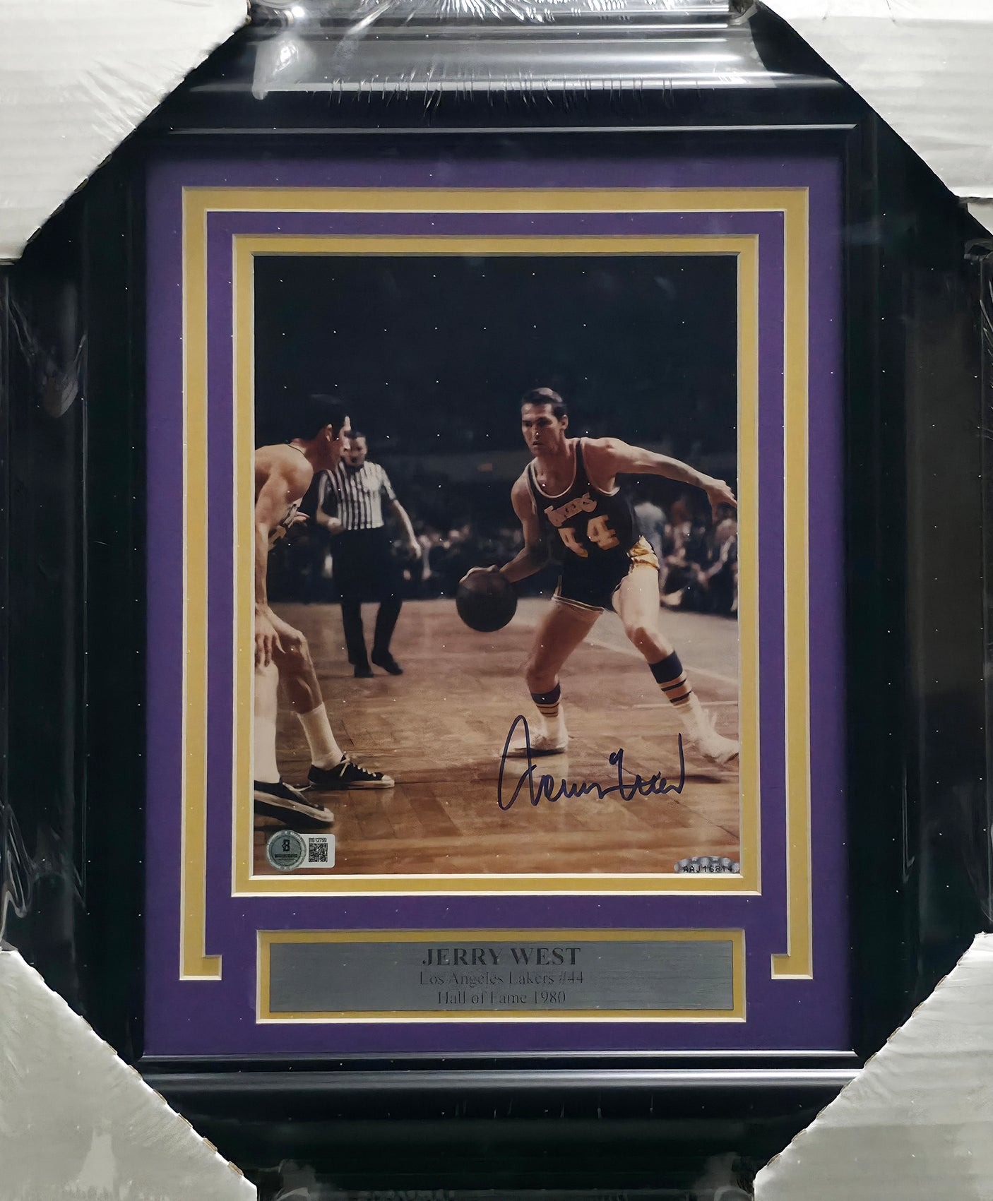 Jerry West Autographed Framed 8x10 Photo Los Angeles Lakers UDA Holo & Beckett BAS QR #BS12759