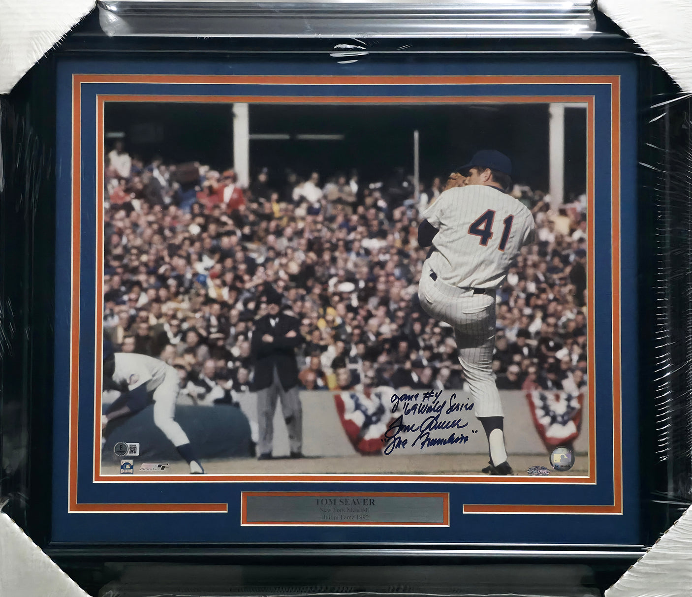 Tom Seaver Autographed Framed 16x20 Photo New York Mets Game #4 '69 World Series "The Franchise" Beckett BAS QR #BS30404