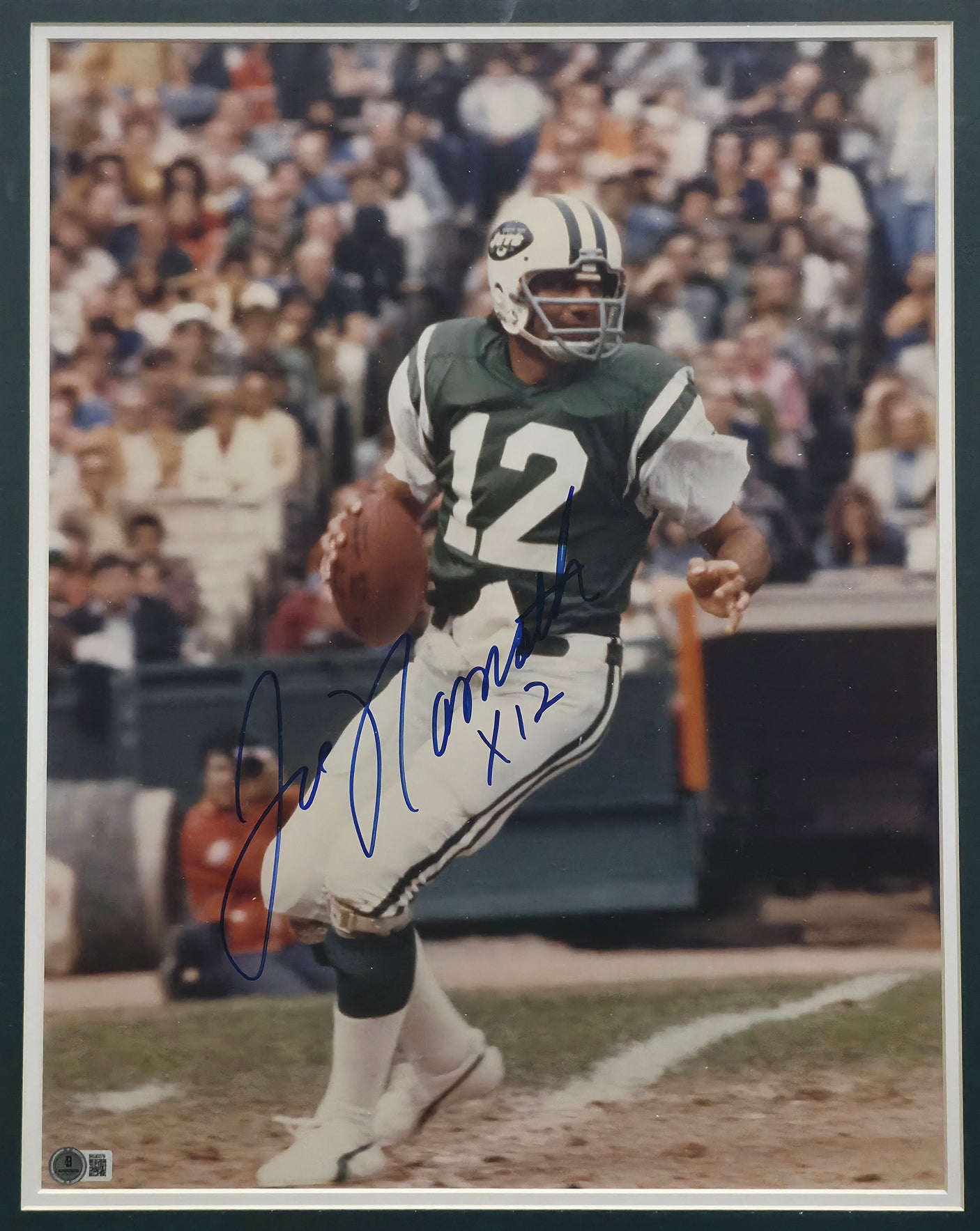 Joe Namath Autographed Framed 16x20 Photo New York Jets Beckett BAS QR #BS30379
