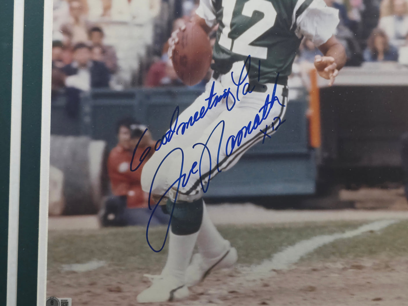 Joe Namath Autographed Framed 16x20 Photo New York Jets Beckett BAS QR #BS30381