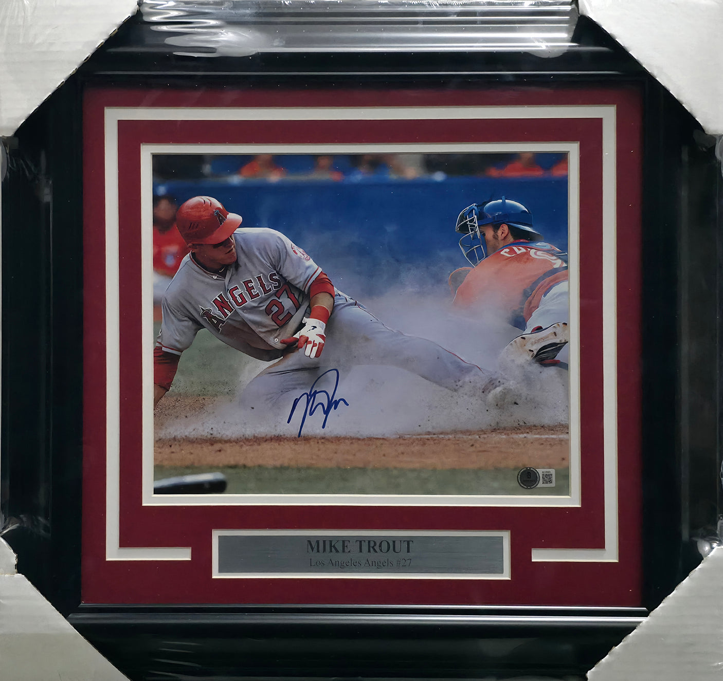 Mike Trout Autographed Framed 10x12 Photo California Angels Beckett BAS #AE16563