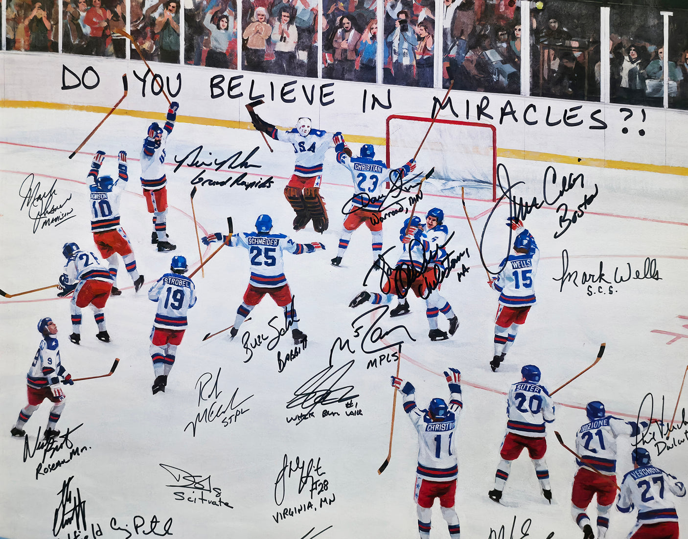 1980 Team USA Hockey Team Autographed Framed 22x30 Photo With 20 Signatures Including Herb Brooks #1/10 Beckett BAS #AC40041