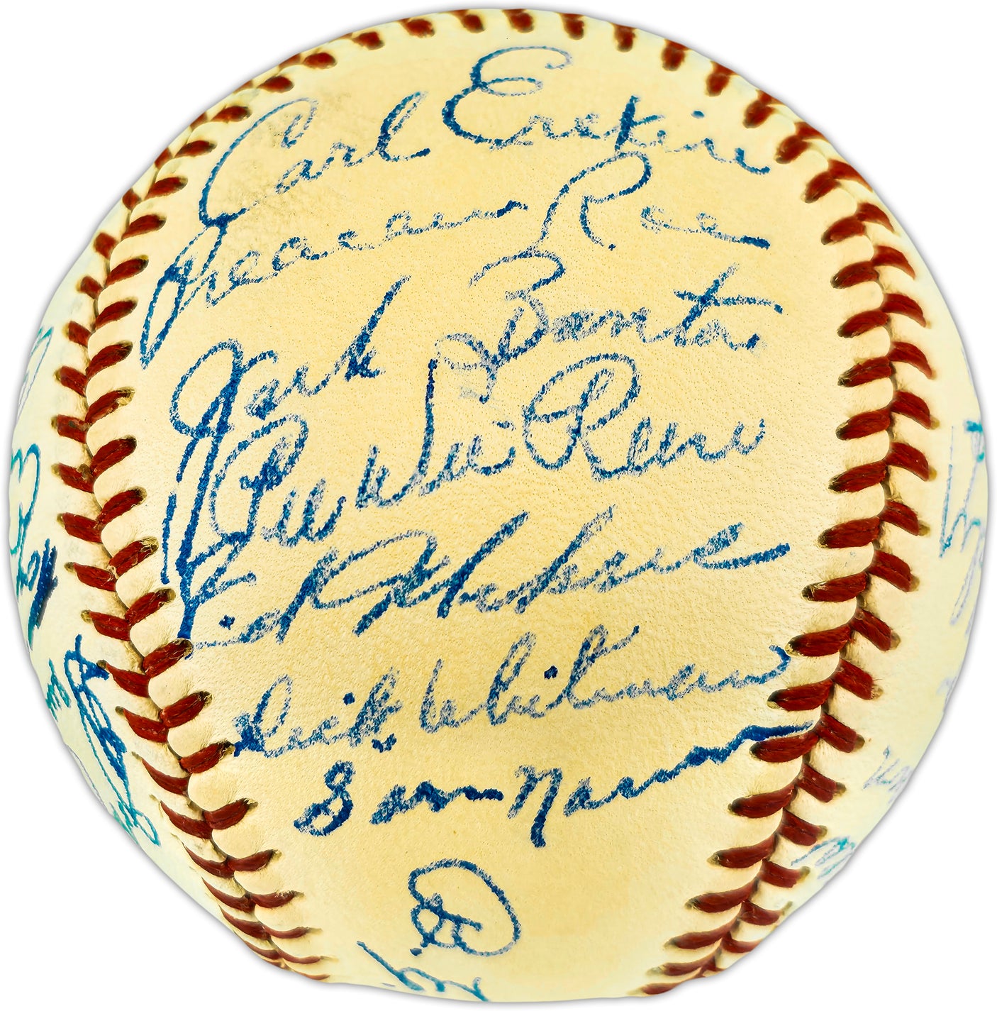 1949 Brooklyn Dodgers Autographed Official Frick NL Baseball PSA 7 Auto Grade 7 "With 23 Signatures Including Jackie Robinson & Roy Campanella" JSA & PSA/DNA #AD07506