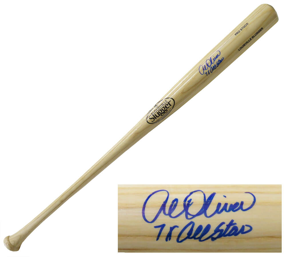 Al Oliver Signed Louisville Slugger Blonde Baseball Bat w/7x All Star