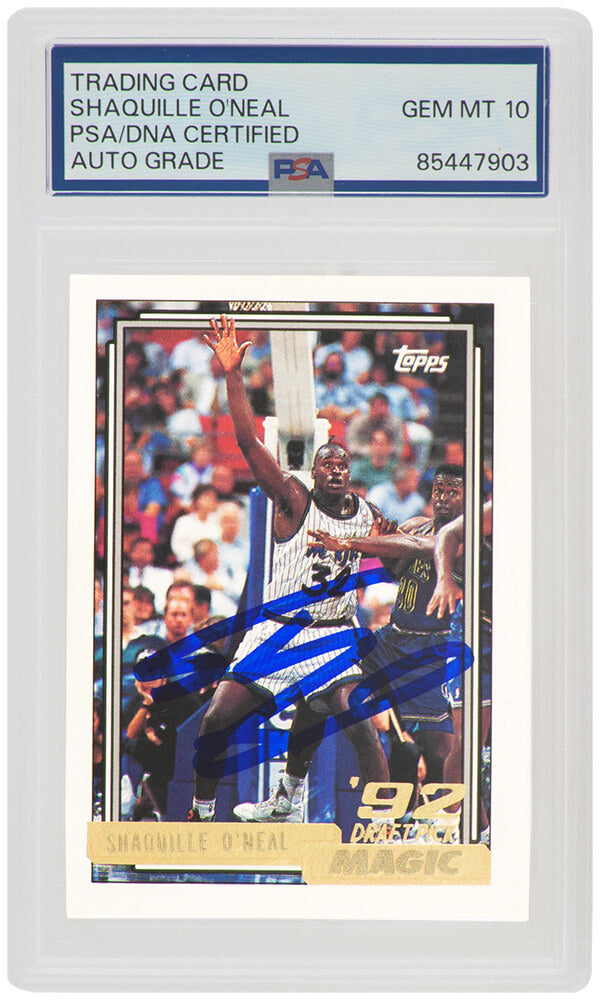Shaquille O'Neal Signed Magic 1992-93 Topps GOLD Basketball Rookie Card #362 - (PSA/DNA / Auto Grade 10)