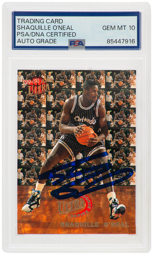 Shaquille O'Neal Signed Magic 1992 Fleer Ultra All-Rookie Series Rookie Basketball Card #7 - (PSA/DNA / Auto Grade 10)