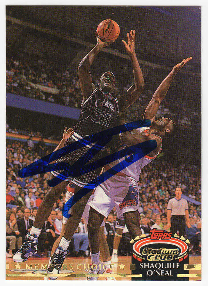 Shaquille O'Neal Signed Magic 1992-93 Topps Stadium Club Members Choice Rookie Basketball Card #201