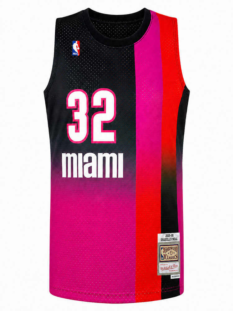Shaquille O'Neal Signed Miami Heat Pink & Black Fadeaway M&N NBA Swingman Basketball Jersey