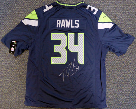 Seattle Seahawks Thomas Rawls Autographed Blue Nike Jersey Size XXL MCS Holo Stock #105072