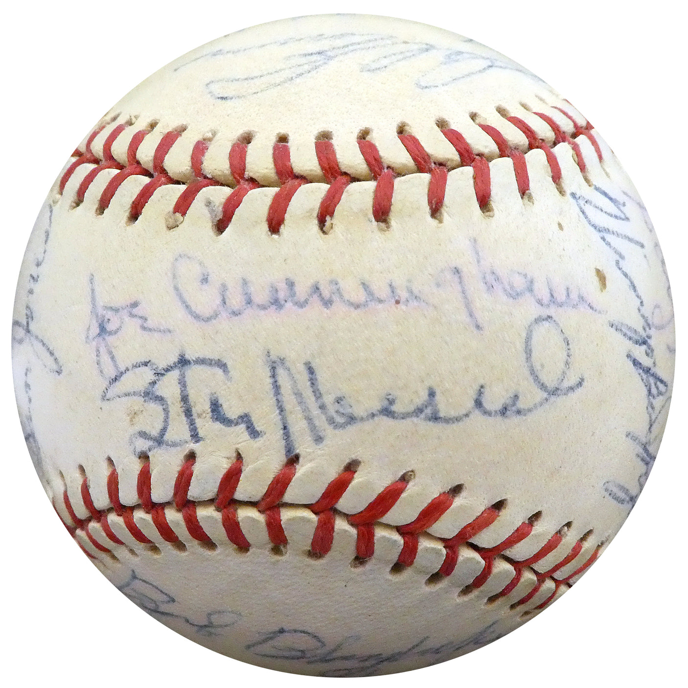 1957 St. Louis Cardinals Autographed Official Baseball With 30 Total Signatures Including Stan Musial & Fred Hutchinson Beckett BAS #A52660