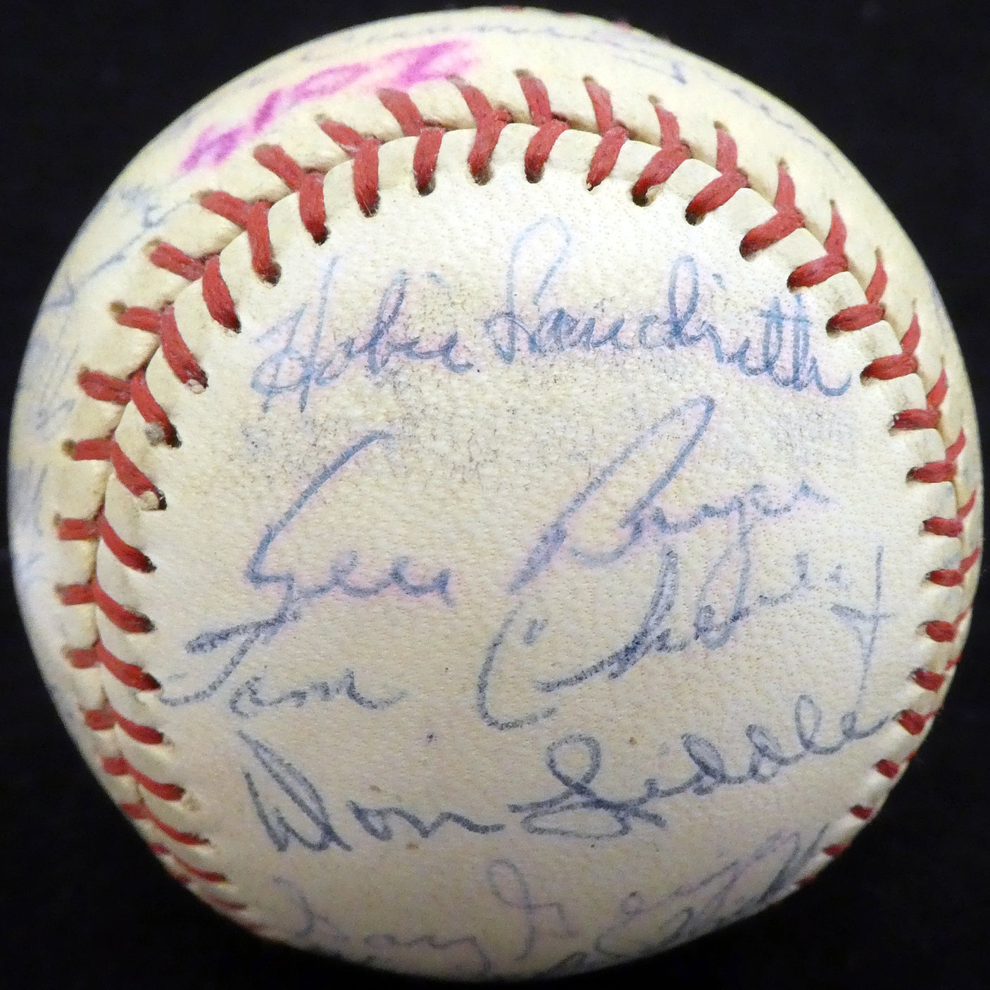 1957 St. Louis Cardinals Autographed Official Baseball With 30 Total Signatures Including Stan Musial & Fred Hutchinson Beckett BAS #A52660
