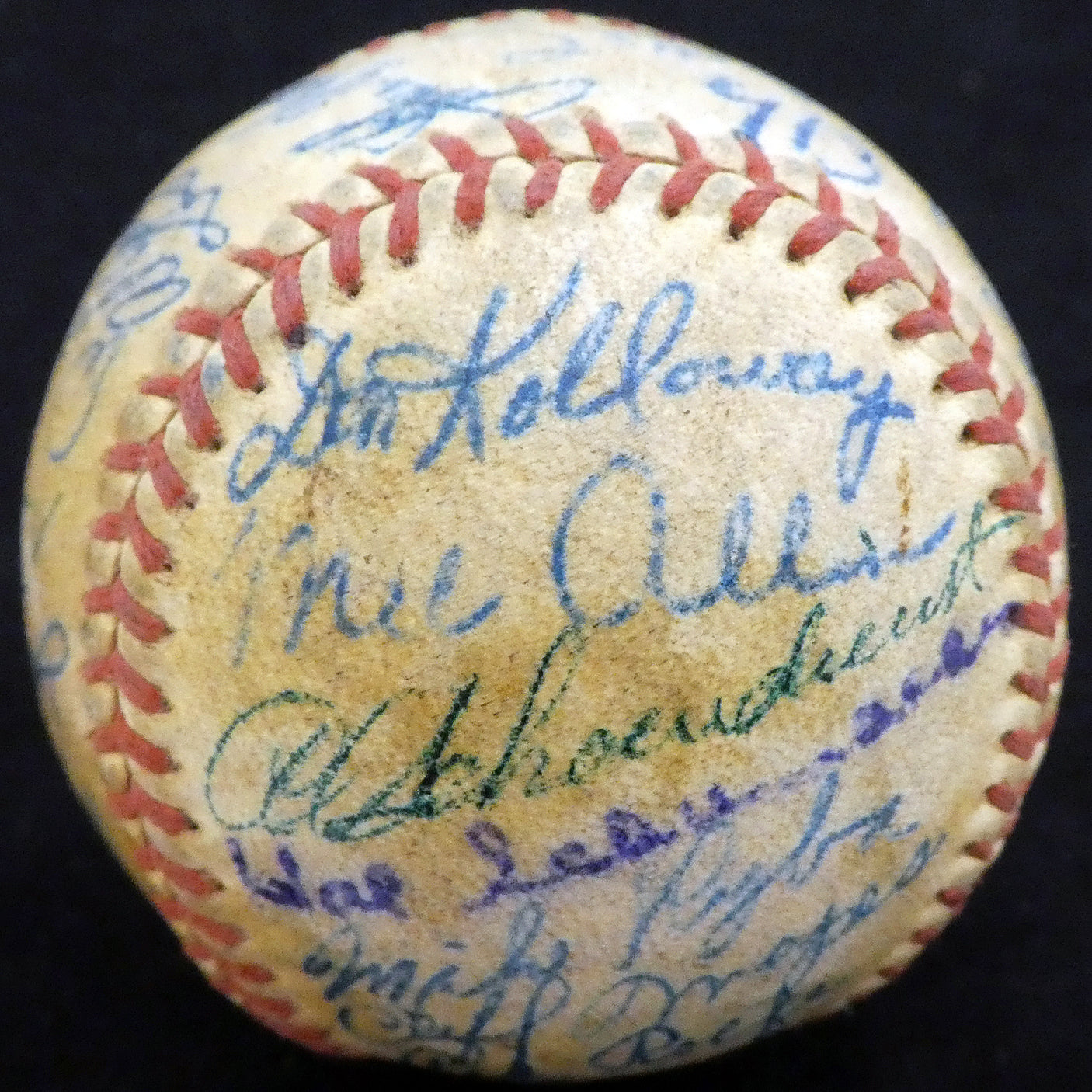 1950 Spring Training Autographed Official Baseball With 27 Total Signatures Including Stan Musial & Mel Allen Beckett BAS #A52629