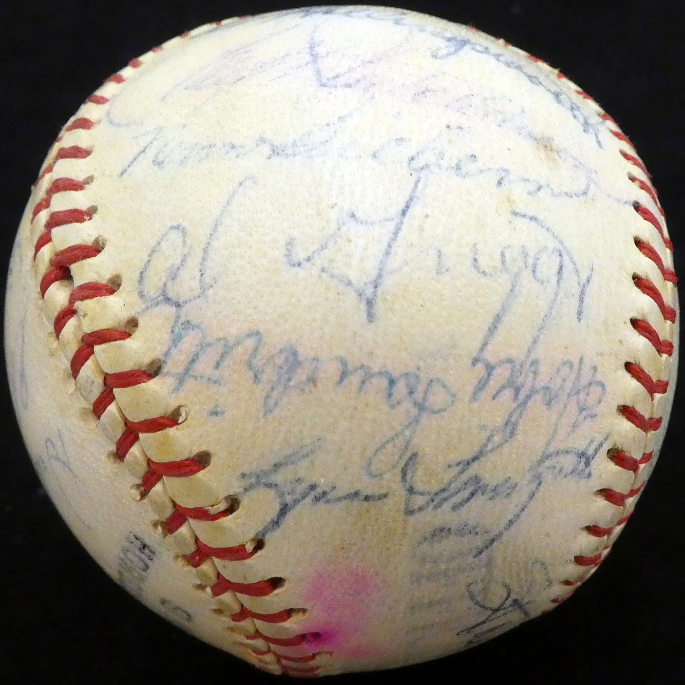 1956 Spring Training Autographed Official League Baseball With 27 Total Signatures Including Stan Musial & Fred Hutchinson Beckett BAS #A52661