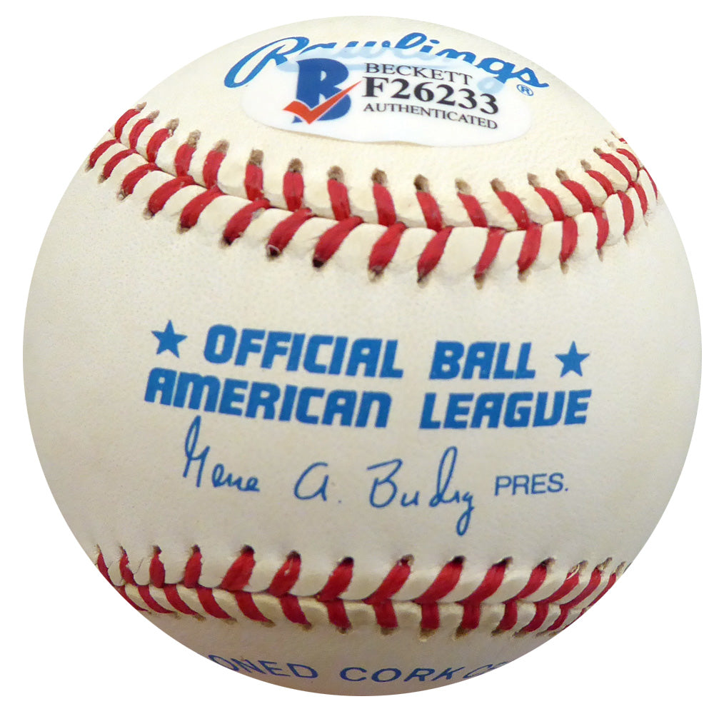 Hank Borowy Autographed Official AL Baseball New York Yankees, Chicago Cubs Beckett BAS #F26233
