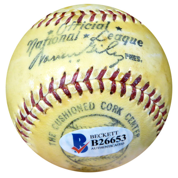 Hank Lieber Autographed Official NL Giles Baseball New York Giants "To Jim" Beckett BAS #B26653