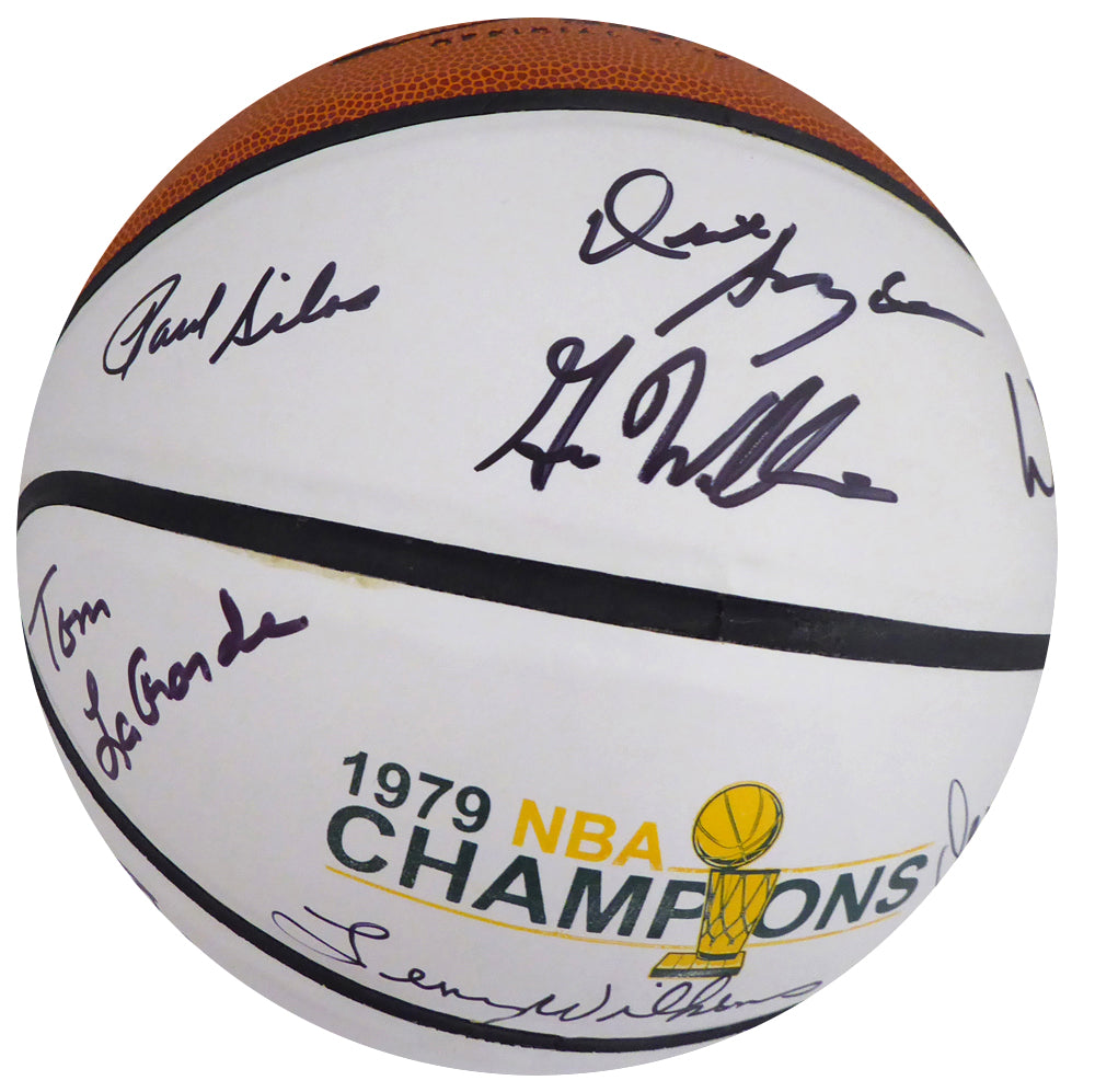 1978-79 NBA Champions Seattle Supersonics Multi Signed Autographed Basketball With 9 Signatures Including Fred Brown & Lenny Wilkens MCS Holo Stock #145851