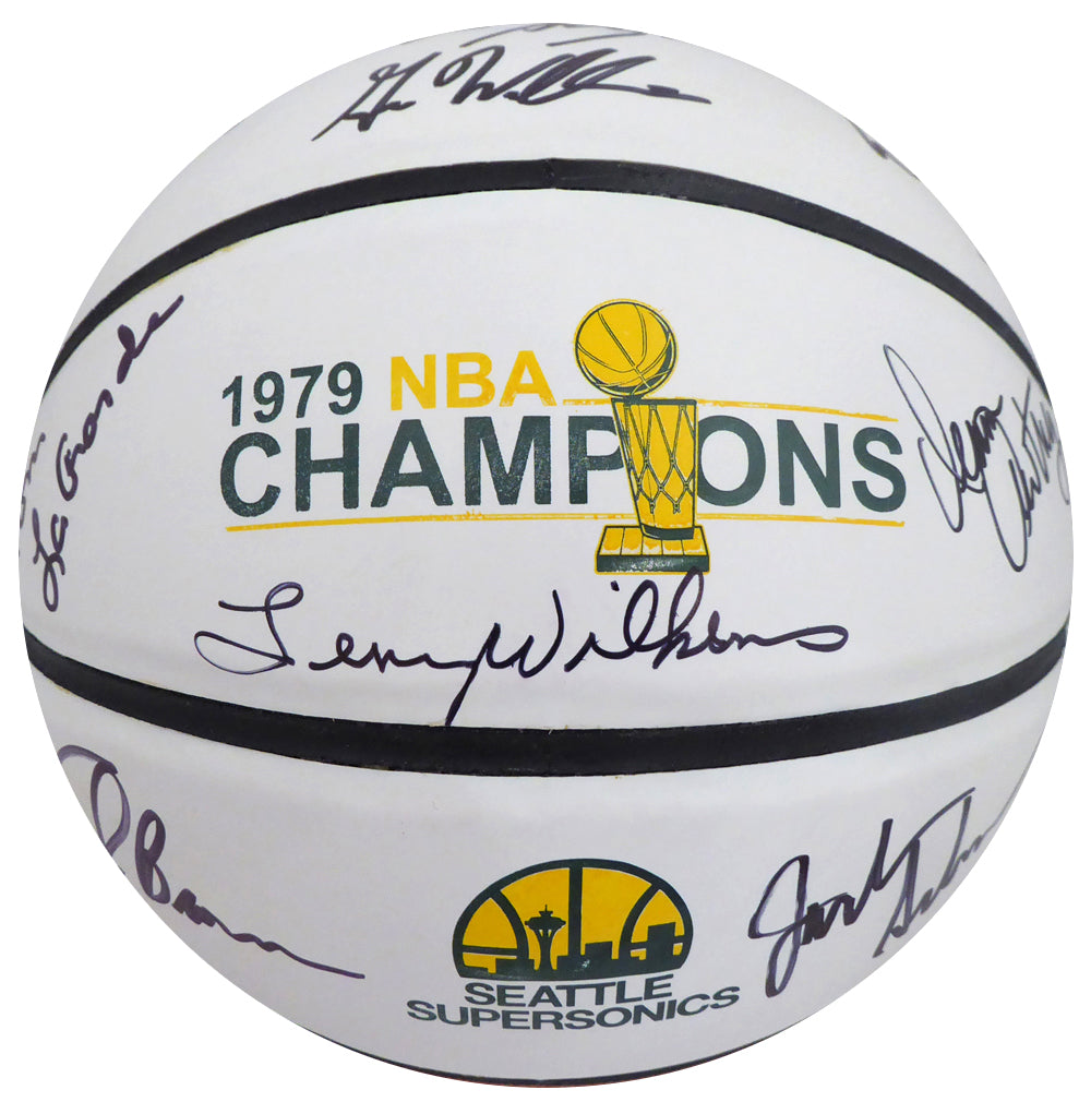 1978-79 NBA Champions Seattle Supersonics Multi Signed Autographed Basketball With 9 Signatures Including Fred Brown & Lenny Wilkens MCS Holo Stock #145851
