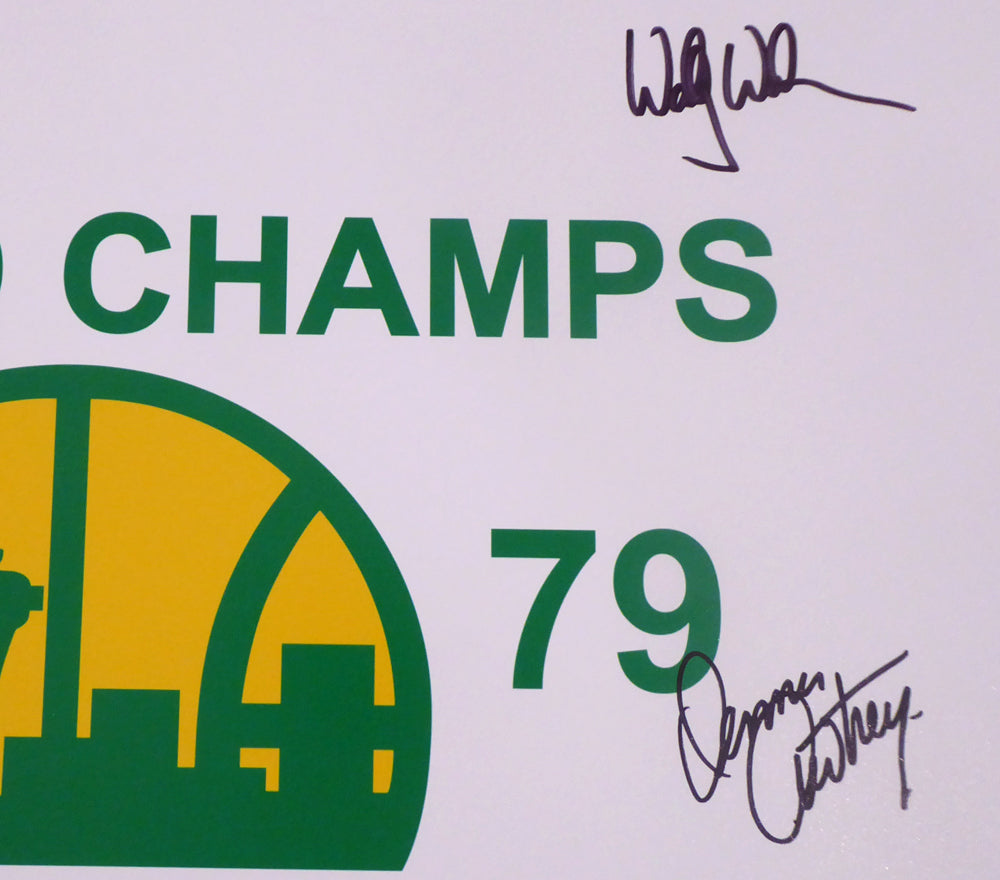 1978-79 NBA Champions Seattle Supersonics Multi Signed Autographed 16x20 Photo With 9 Signatures Including Fred Brown & Lenny Wilkens "HOF 89, 98, 10" MCS Holo Stock #145853