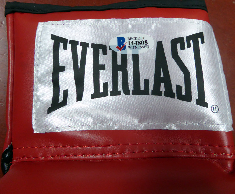 Floyd Mayweather Jr. Autographed Red Everlast Boxing Glove LH Beckett BAS Stock #121799