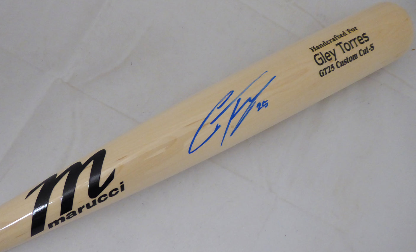 Gleyber Torres Autographed Blonde Marucci Game Model Baseball Bat Tigers Yankees Beckett BAS Stock #154968
