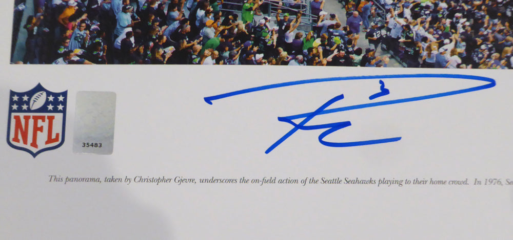 Russell Wilson Autographed 13x40 Century Link Field Panoramic Photo Seattle Seahawks RW Holo Stock #131231