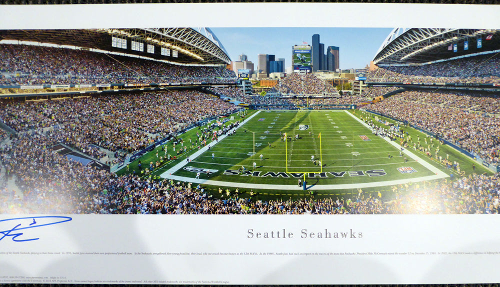 Russell Wilson Autographed 13x40 Century Link Field Panoramic Photo Seattle Seahawks RW Holo Stock #131231