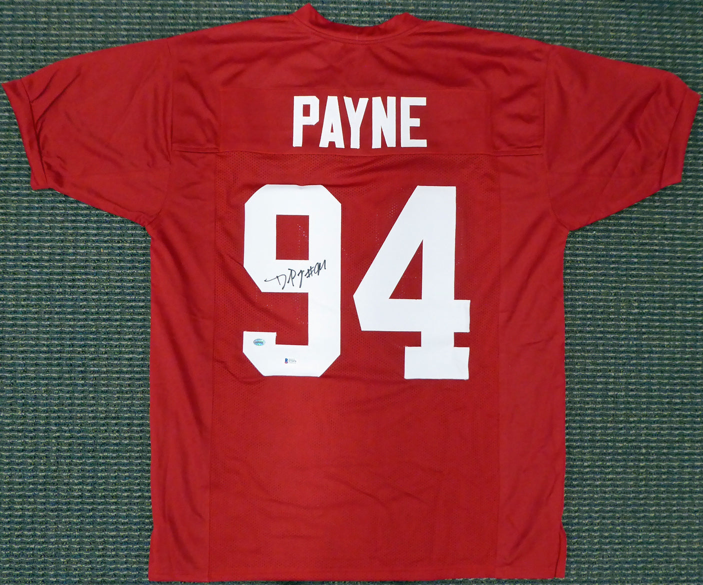 Alabama Crimson Tide Daron Payne Autographed Red Jersey Beckett BAS Stock #160987