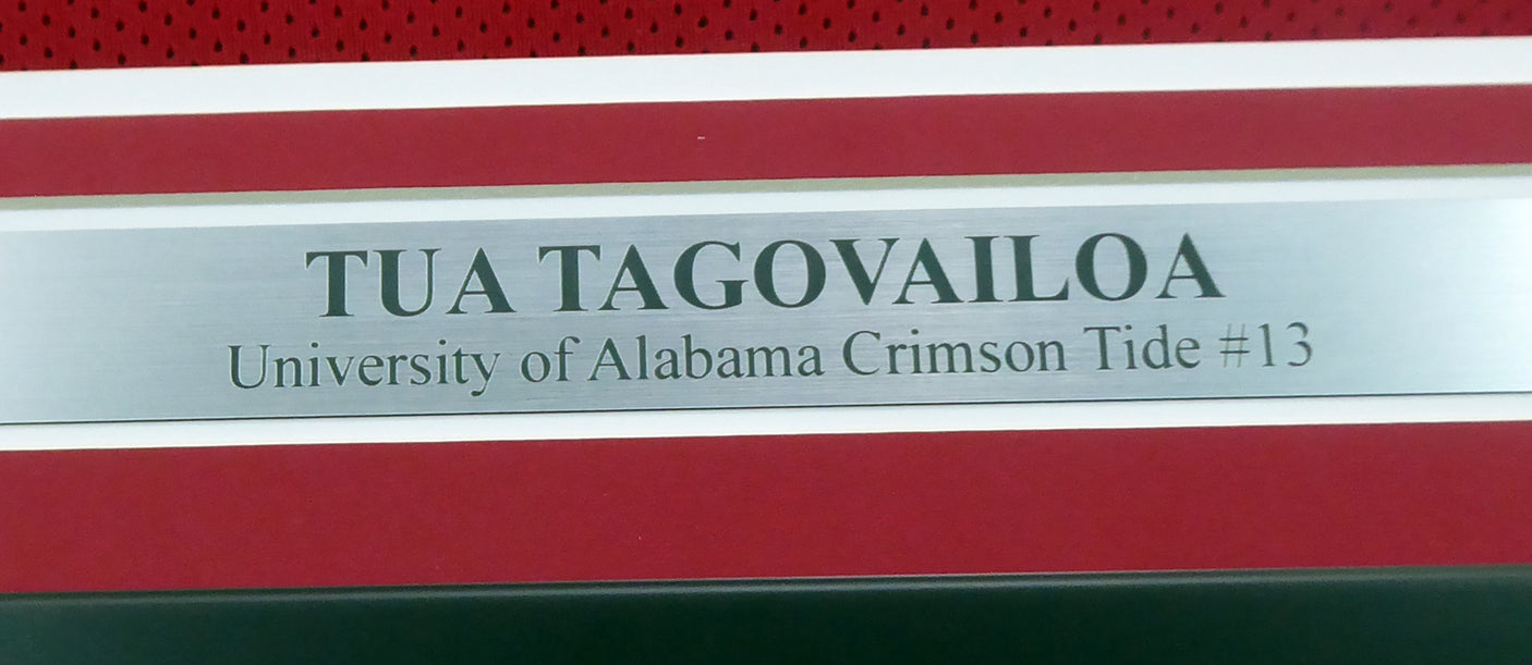 Alabama Crimson Tide Tua Tagovailoa Autographed Framed Red Jersey Beckett BAS Stock #162370