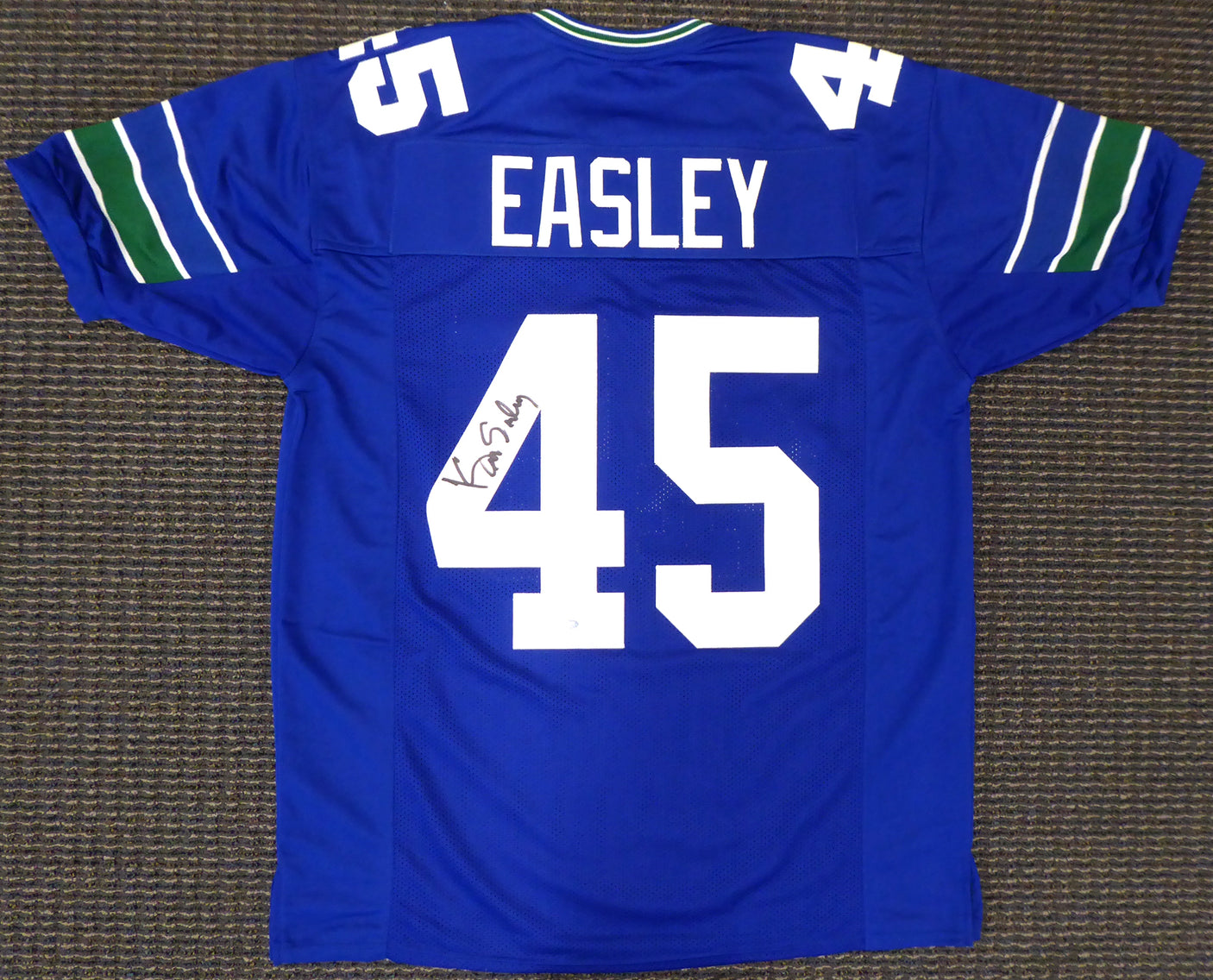 Seattle Seahawks Kenny Easley Autographed Framed Blue Jersey MCS Holo Stock #177855