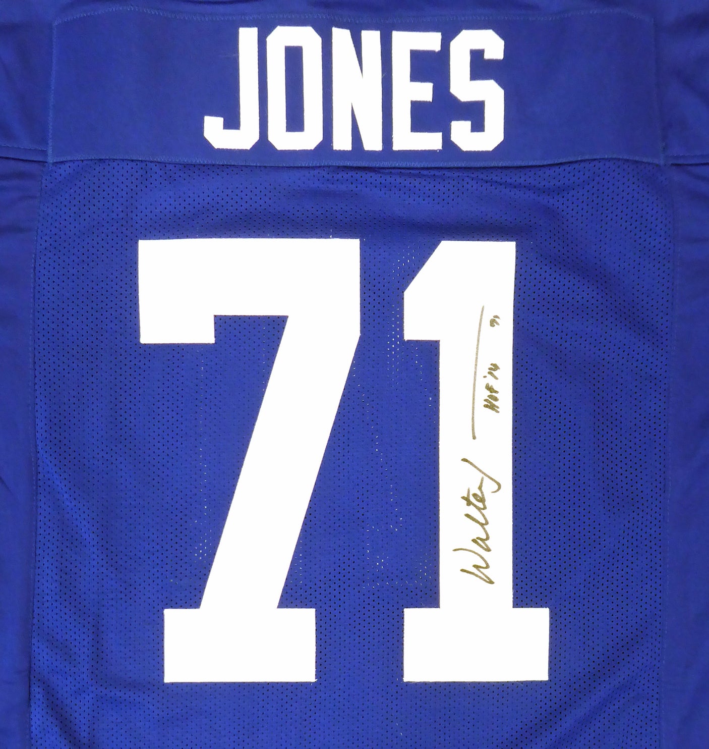 Seattle Seahawks Walter Jones Autographed Blue Jersey "HOF '14" MCS Holo Stock #165118