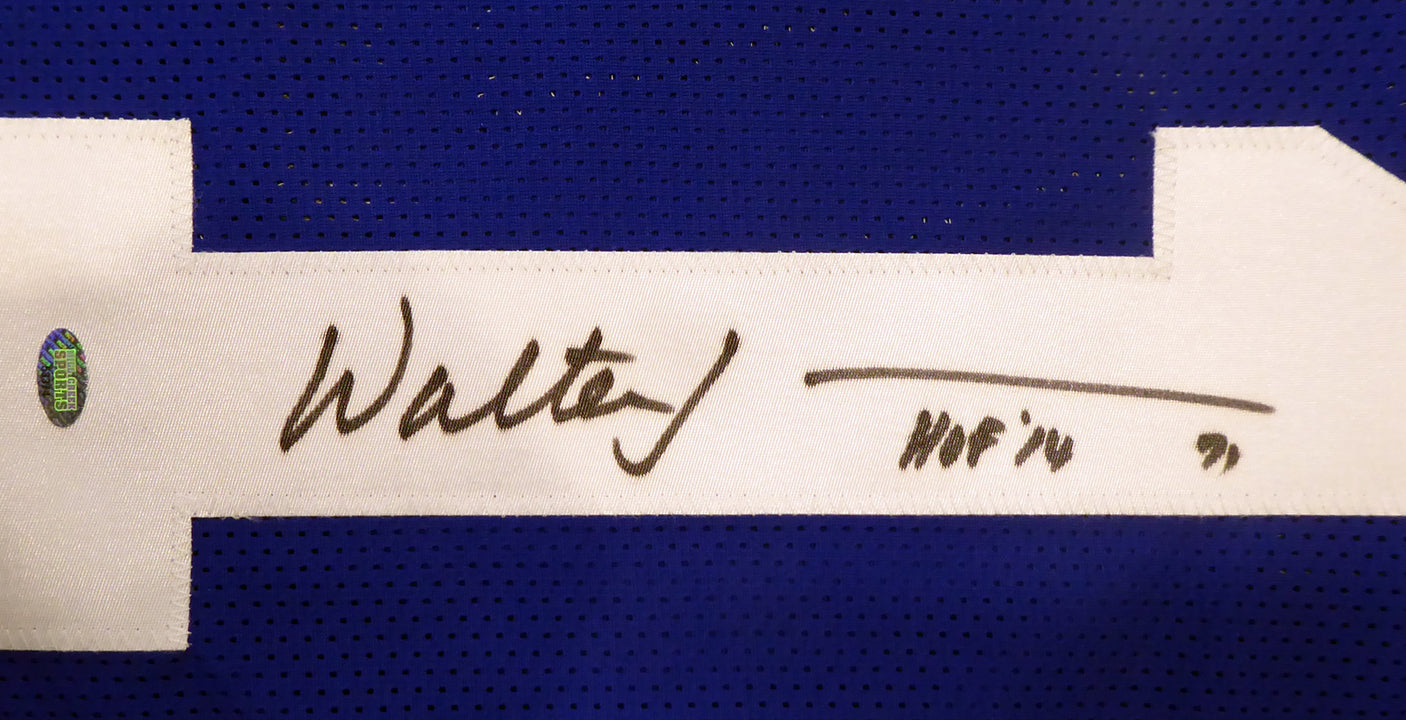 Seattle Seahawks Walter Jones Autographed Blue Jersey "HOF '14" MCS Holo Stock #165118