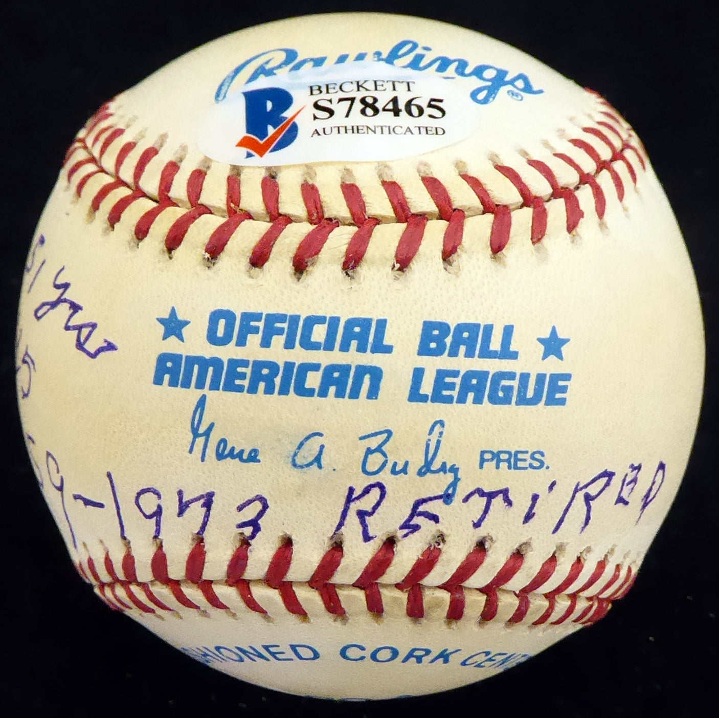 Jim Turner Autographed Official AL Baseball Brooklyn Dodgers, New York Yankees "1923-51 Yrs NY 1942-45 NY 1949-59-1973 Retired" Beckett BAS #S78465