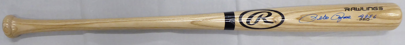 Pete Rose Autographed Blonde Rawlings Bat Cincinnati Reds "4256" In Blue PR Holo Stock #177051