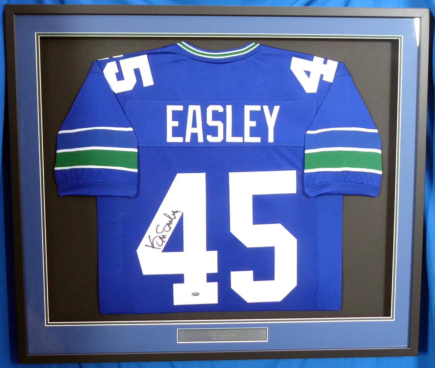 Seattle Seahawks Kenny Easley Autographed Framed Blue Jersey MCS Holo Stock #177855