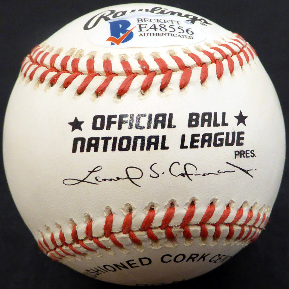 Charlie Thompson Autographed Official NL Baseball Brooklyn Dodgers Beckett BAS #E48556