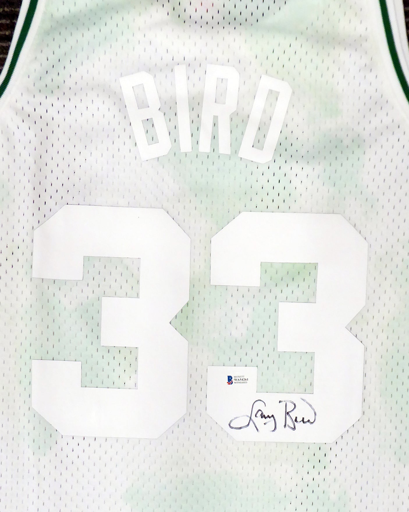 Boston Celtics Larry Bird Autographed Authentic Cloudy Skies Mitchell & Ness Jersey Beckett BAS #WA54261