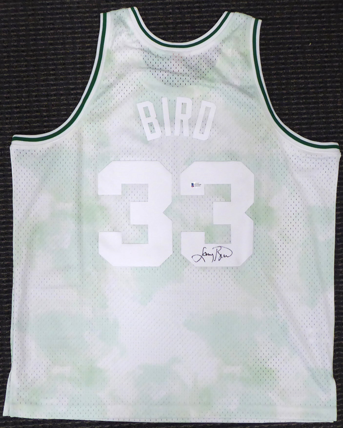 Boston Celtics Larry Bird Autographed Authentic Cloudy Skies Mitchell & Ness Jersey Beckett BAS #WA54260