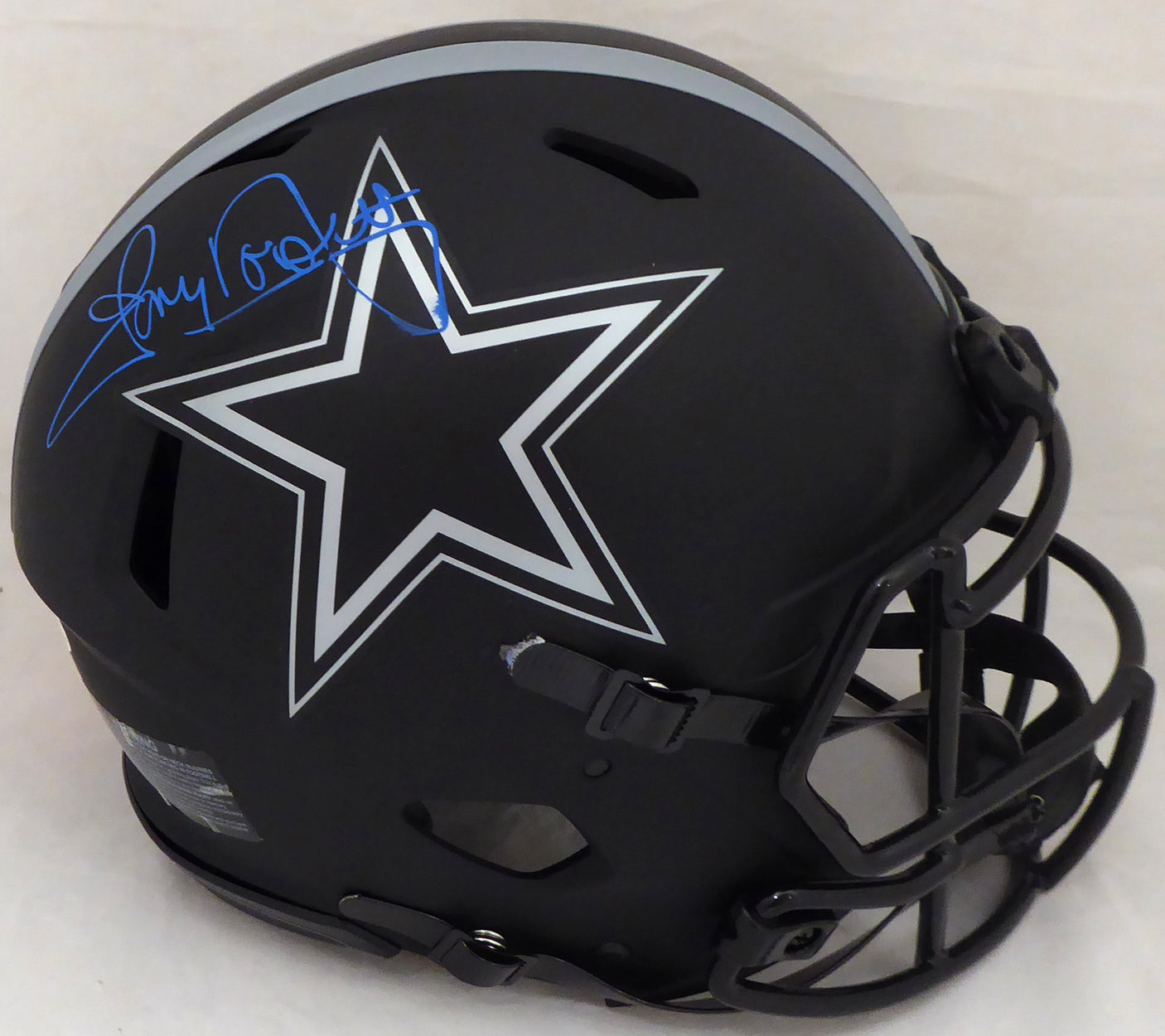 Tony Dorsett Autographed Dallas Cowboys Eclipse Black Full Size Speed Authentic Helmet (Smear) Beckett BAS #WE12149