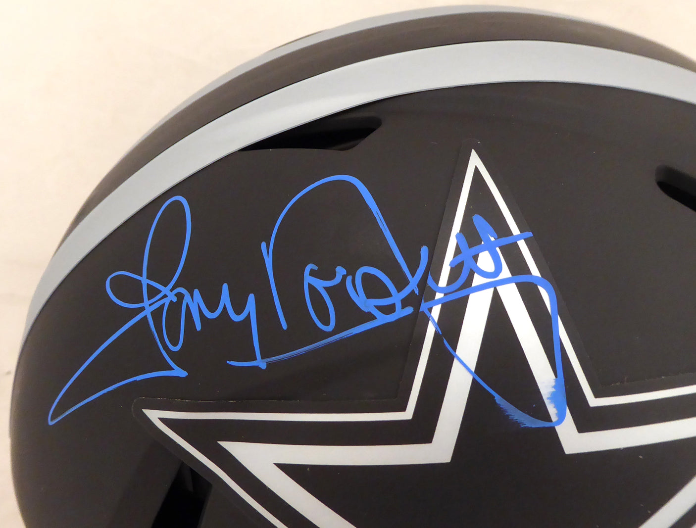 Tony Dorsett Autographed Dallas Cowboys Eclipse Black Full Size Speed Authentic Helmet (Smear) Beckett BAS #WE12149