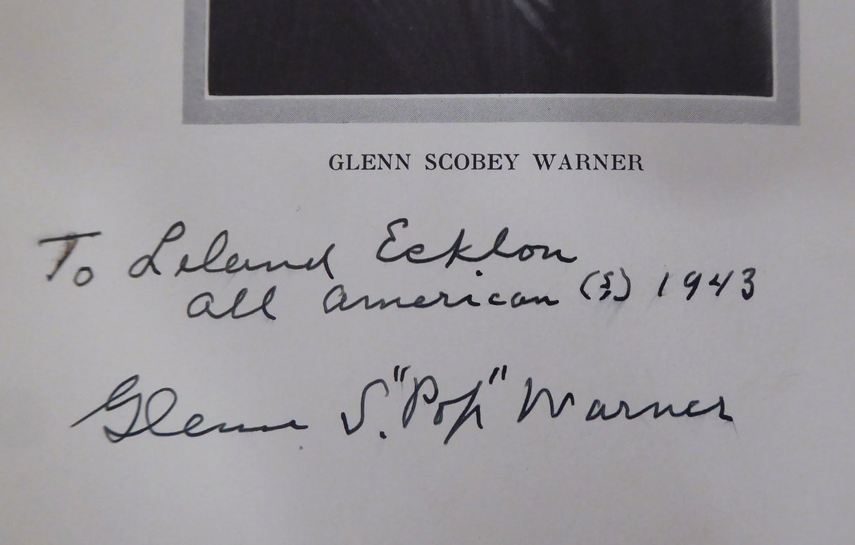 Glenn "Pop" Warner Autographed 1927 1st Edition Football for Coaches & Players Book Stanford "To Leland" Beckett BAS #AA0354