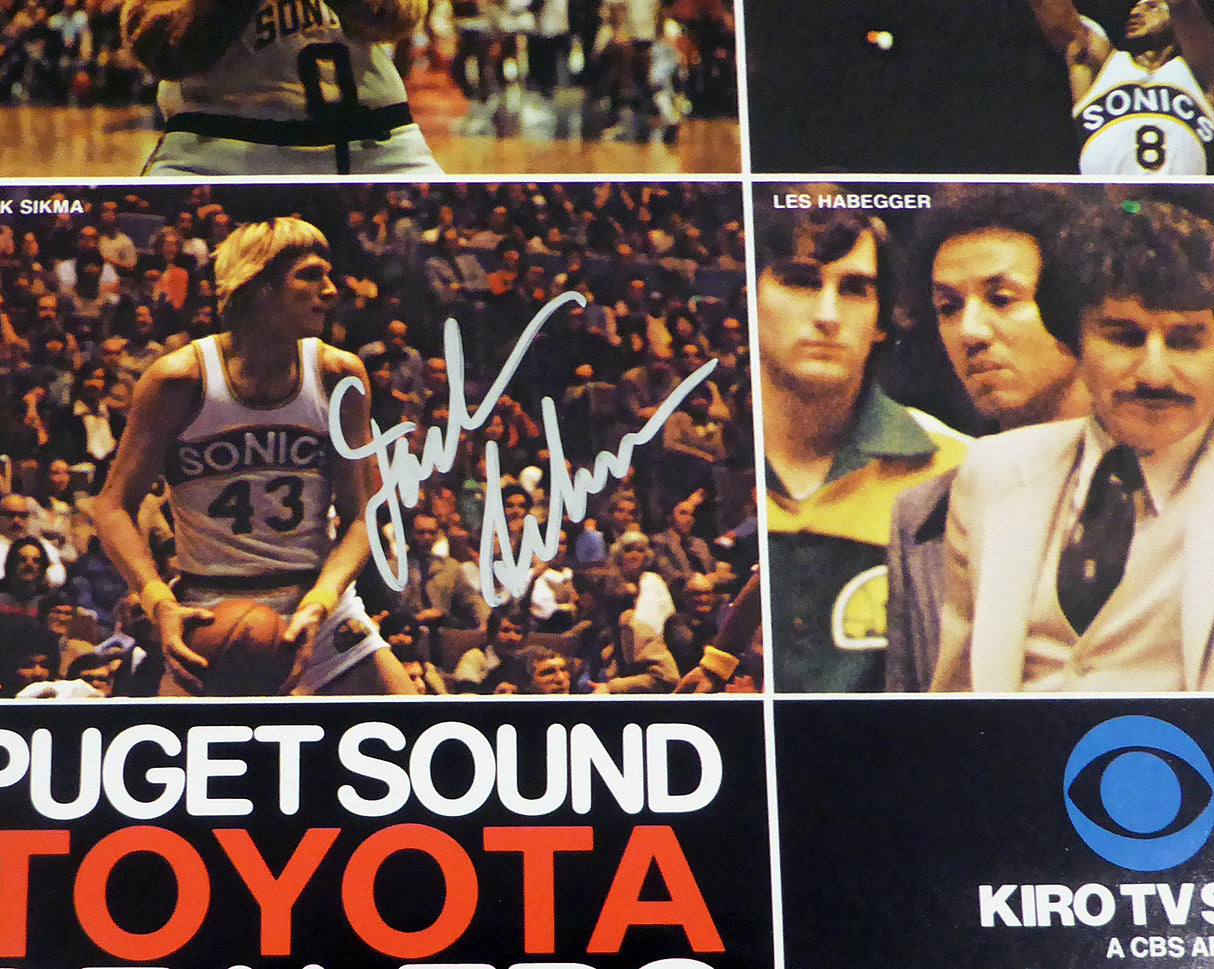 1978-79 NBA Champions Seattle Supersonics Autographed 17x22 Poster Photo With 9 Total Signatures Including Fred Brown & Lenny Wilkens MCS Holo #51050