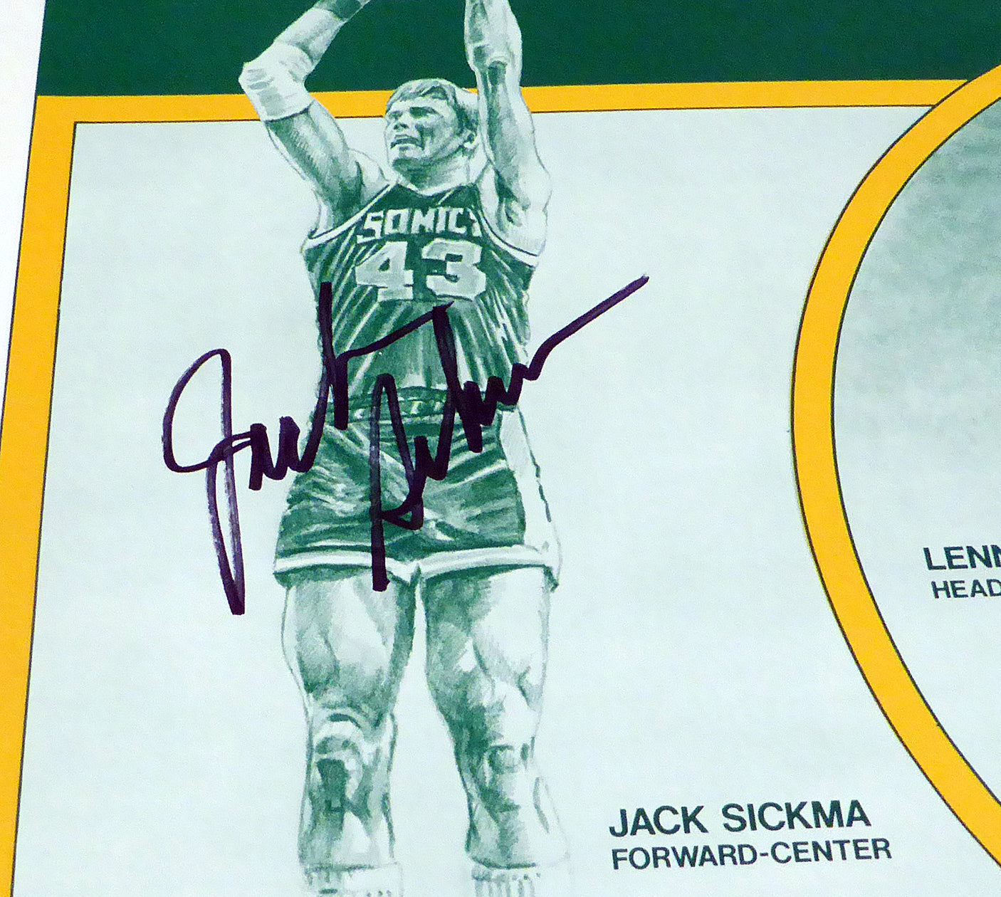 1978-79 NBA Champions Seattle Supersonics Autographed 19x25 Poster Photo With 9 Total Signatures Including Fred Brown & Lenny Wilkens MCS Holo #51074