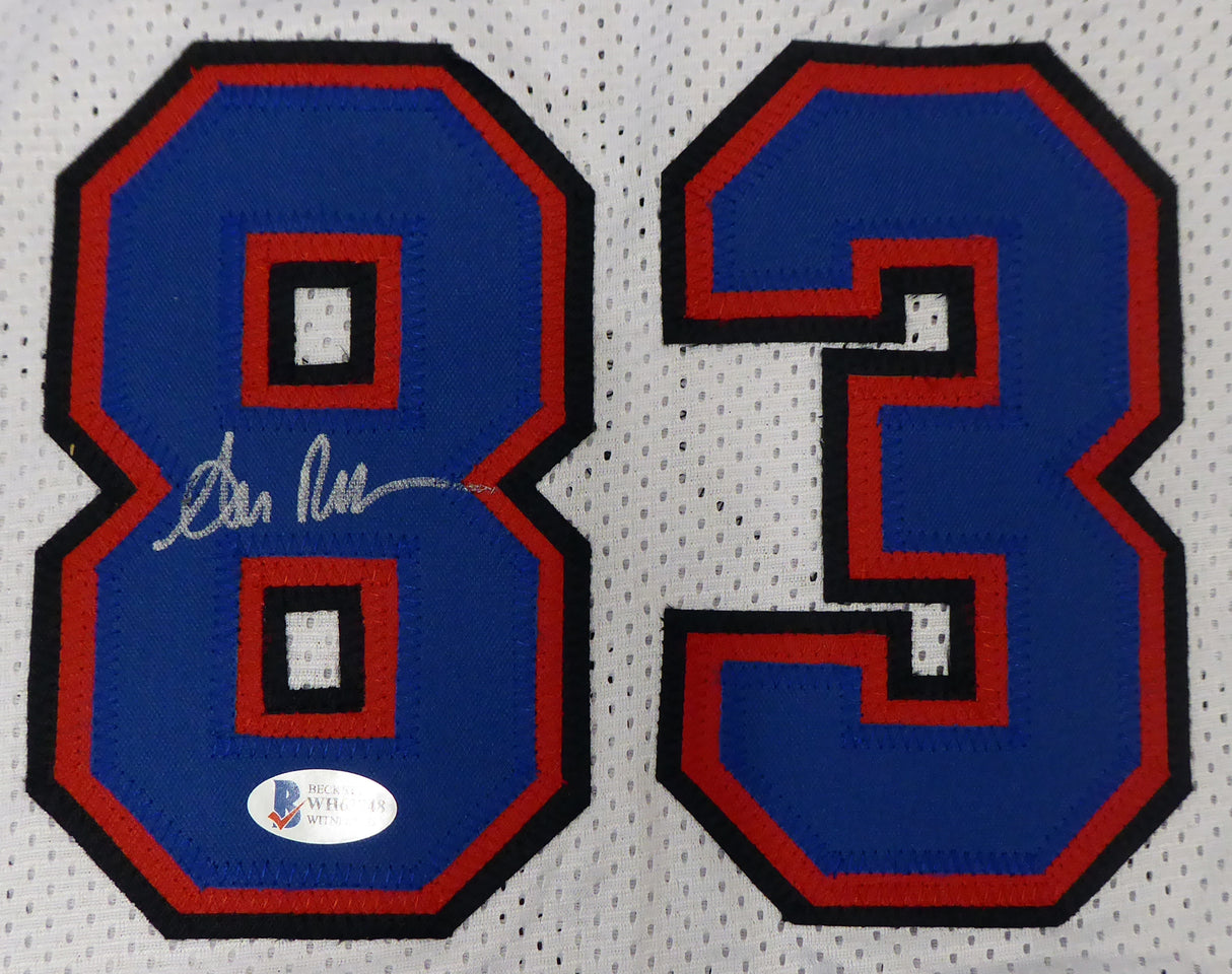 Buffalo Bills Team Greats Autographed White Jersey With 3 Signatures Including Jim Kelly, Thurman Thomas & Andre Reed Beckett BAS Stock #191973