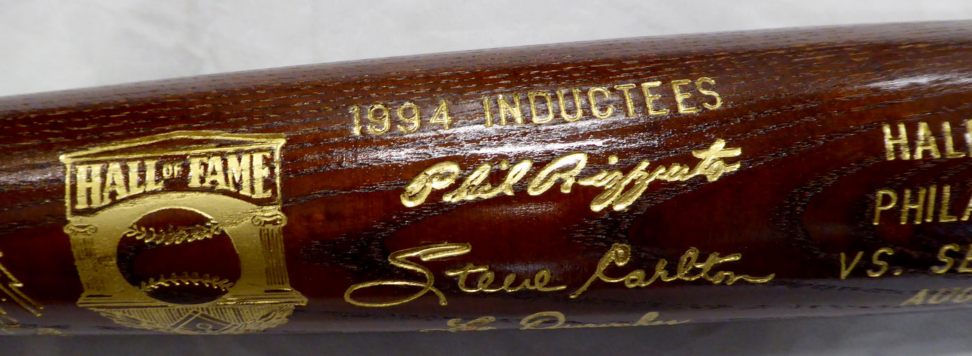 Unsigned 1994 Baseball Hall of Fame Induction Bat Phil Rizzuto, Steve Carlton & Leo Durocher SKU #207940