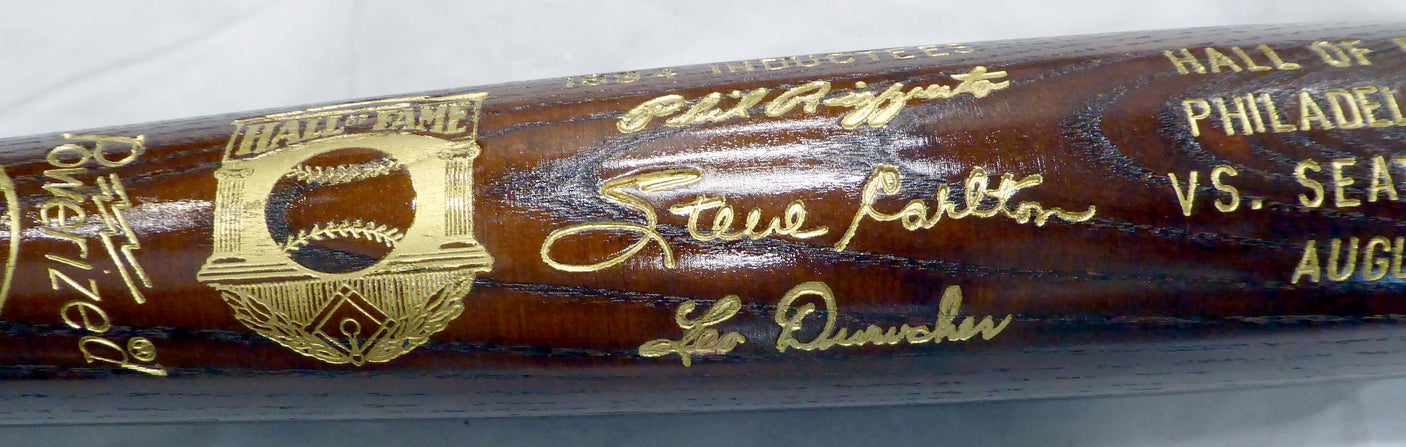 Unsigned 1994 Baseball Hall of Fame Induction Bat Phil Rizzuto, Steve Carlton & Leo Durocher SKU #207940