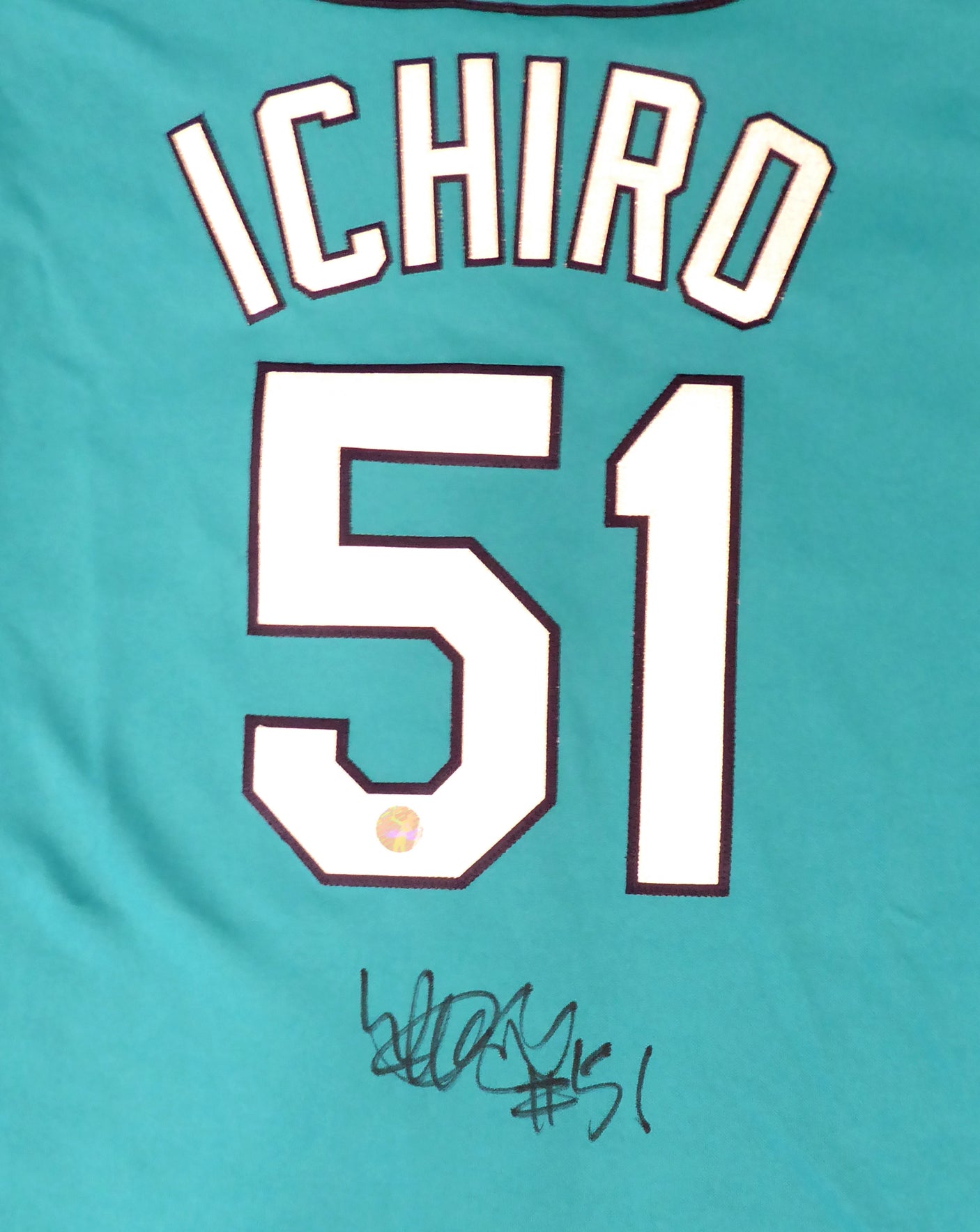 Seattle Mariners Ichiro Suzuki Autographed Teal Majestic Jersey Size M IS Holo SKU #193820