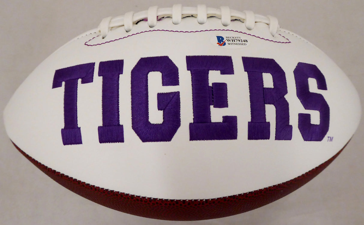 Travis Etienne Autographed Clemson Tigers White Logo Football Beckett BAS Stock #193985