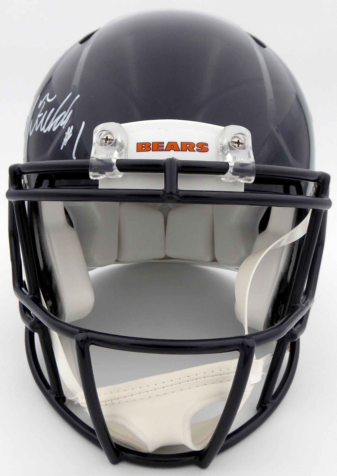 Justin Fields Autographed Chicago Bears Blue Full Size Authentic Speed Helmet Beckett BAS QR Stock #194774